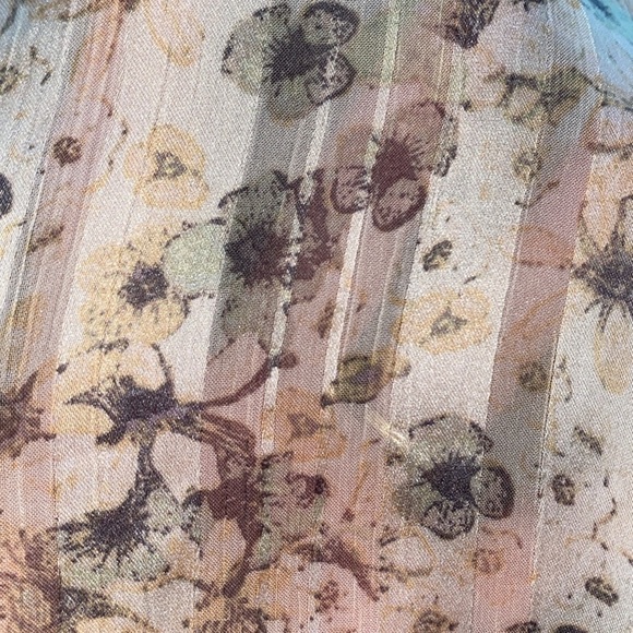 H&M floral semi sheer long raglan sleeve smocked cuff ruffle tie collar size M - Picture 7 of 15